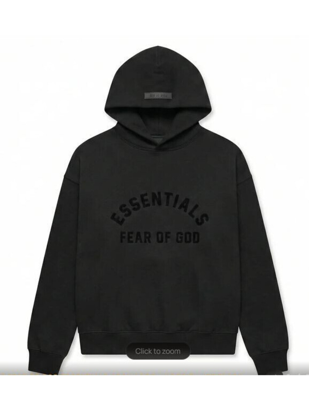 Fear of God Essentials Black Pullover Hoodie with Tonal Logo
